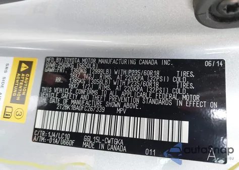 2015 Lexus Rx 350 from USA, damaged, VIN 2T2BK1BA0FC267339